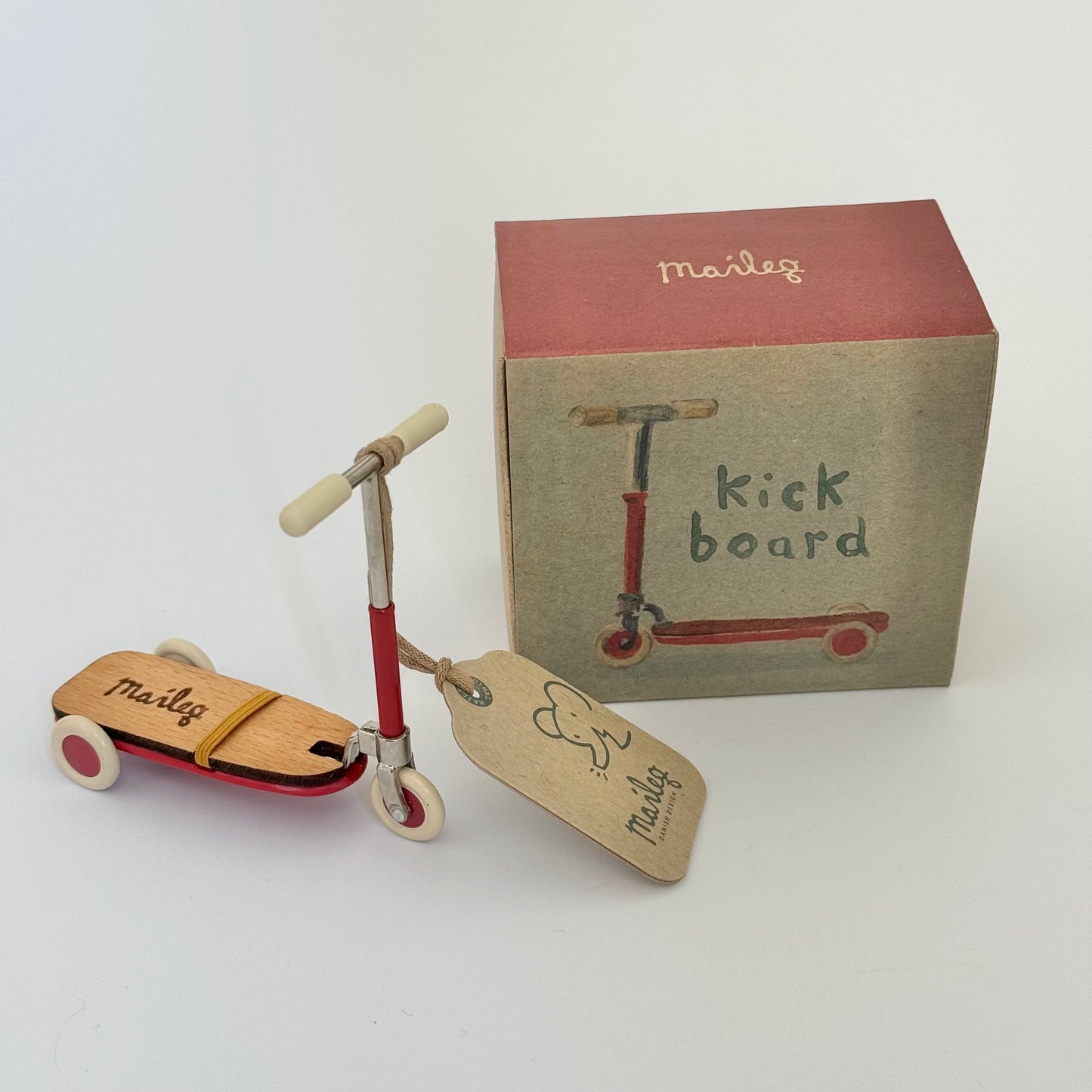 Maileg Kick Board, Mouse - Red (CHIPPED PAINT)