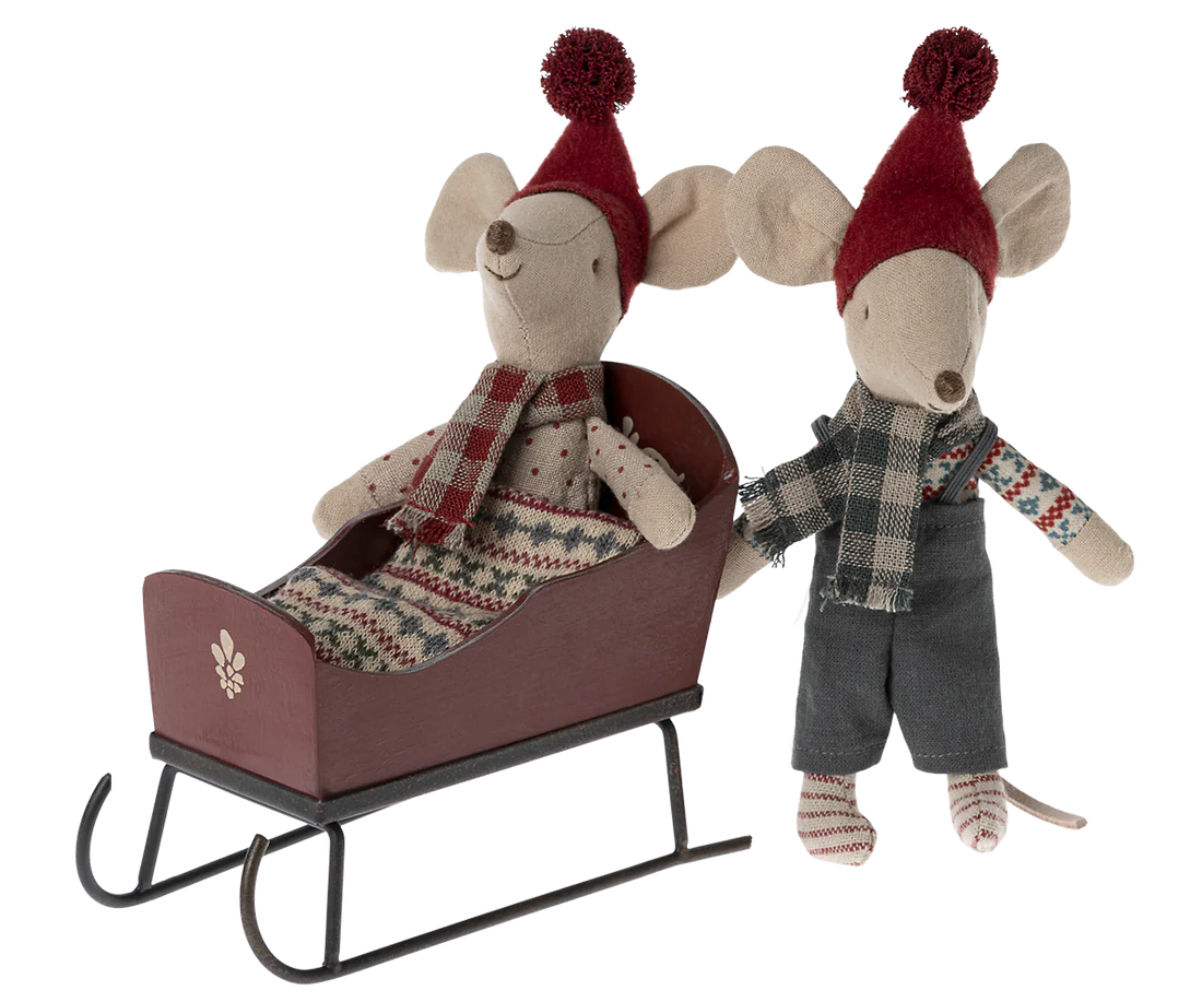 Maileg Sleigh, Mouse - Red