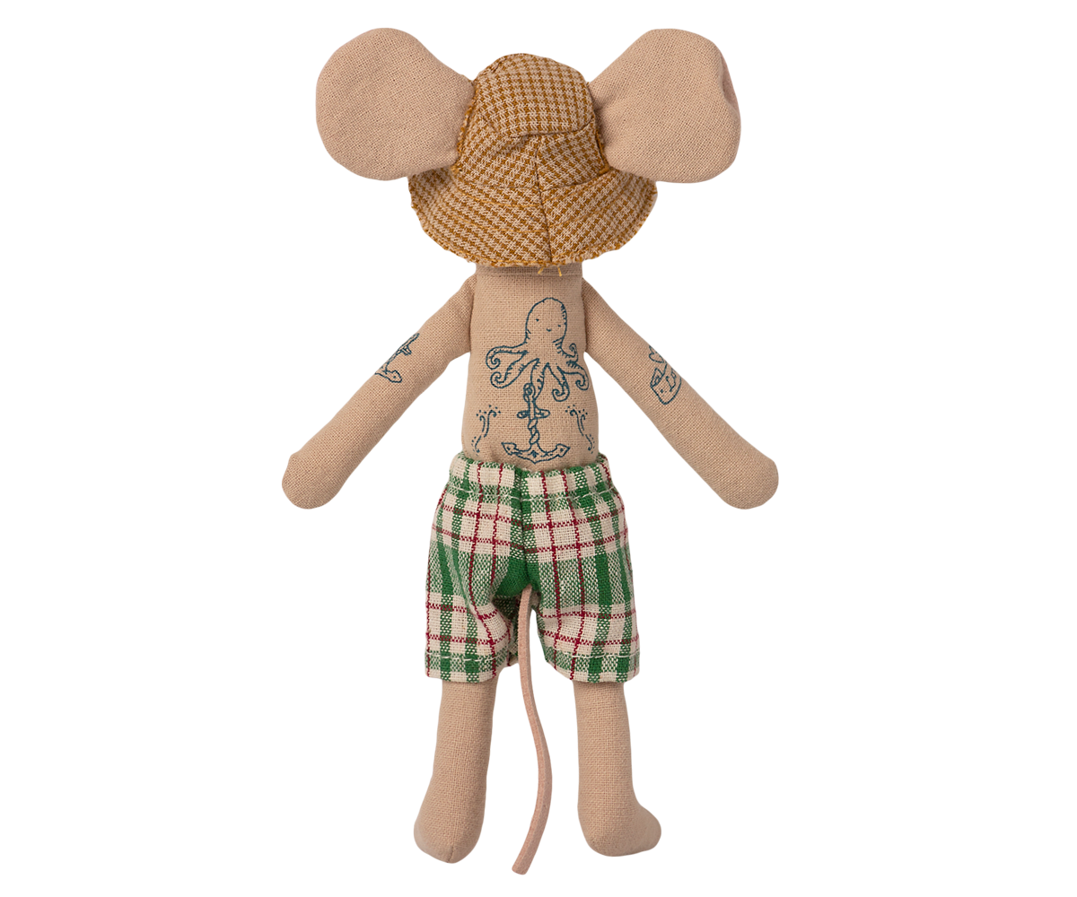 Maileg Beach Mouse - Dad in Cabine de Plage
