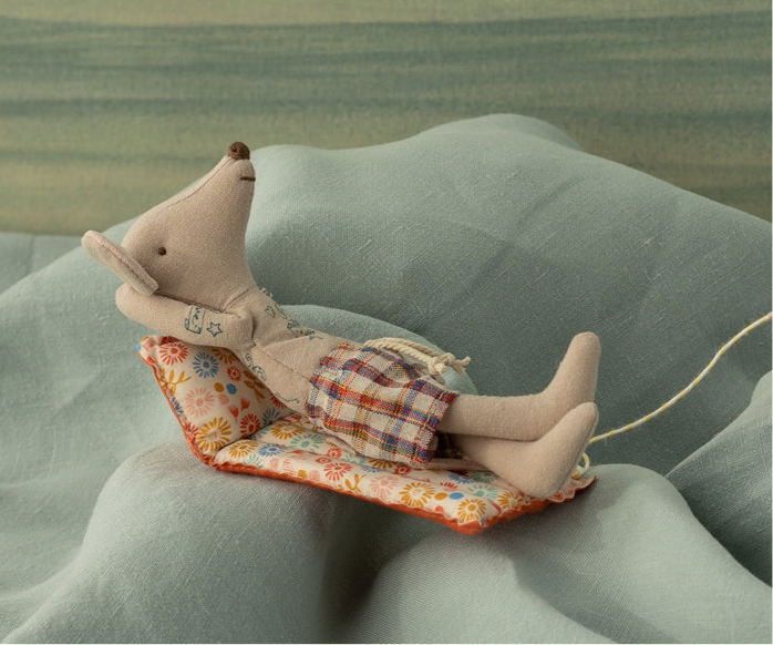Maileg Beach Mouse with Air Mattress, Dad - Flower
