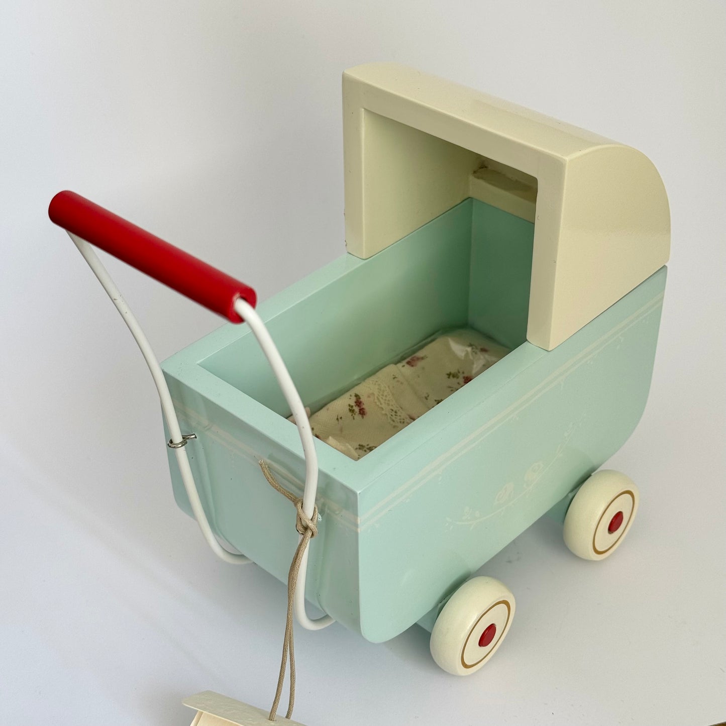 Maileg Pram, Light Blue, for Micro (CHIPPED WOOD)