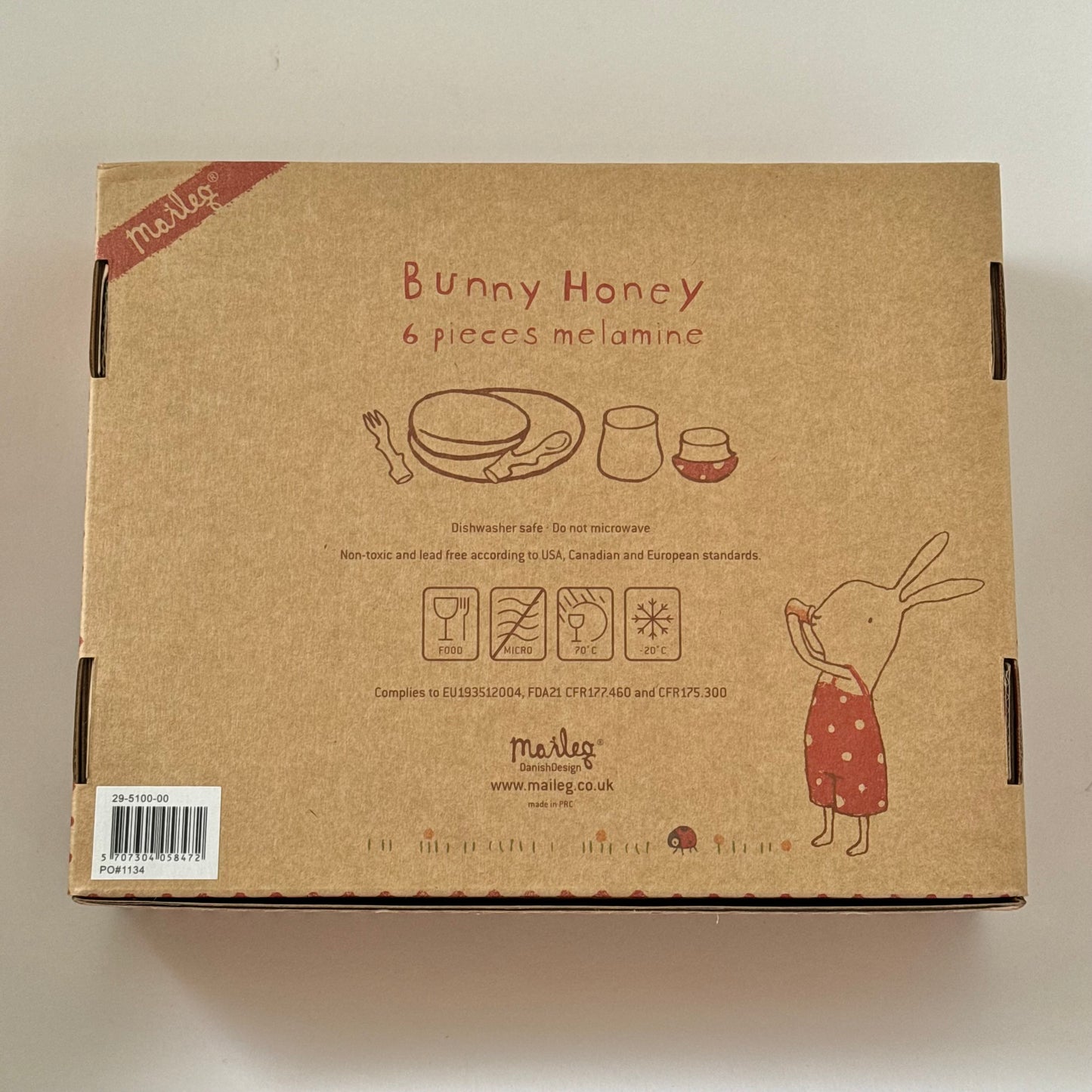 Maileg Bunny Honey Dinner Set - Red