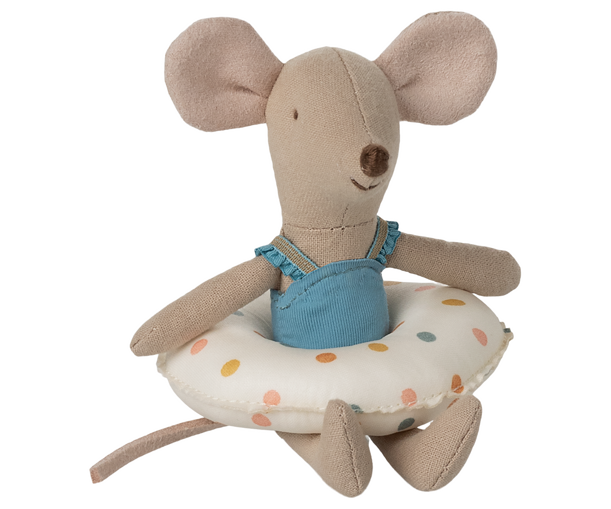 Maileg Beach Mouse with Float, Little Sister - Multi Dot
