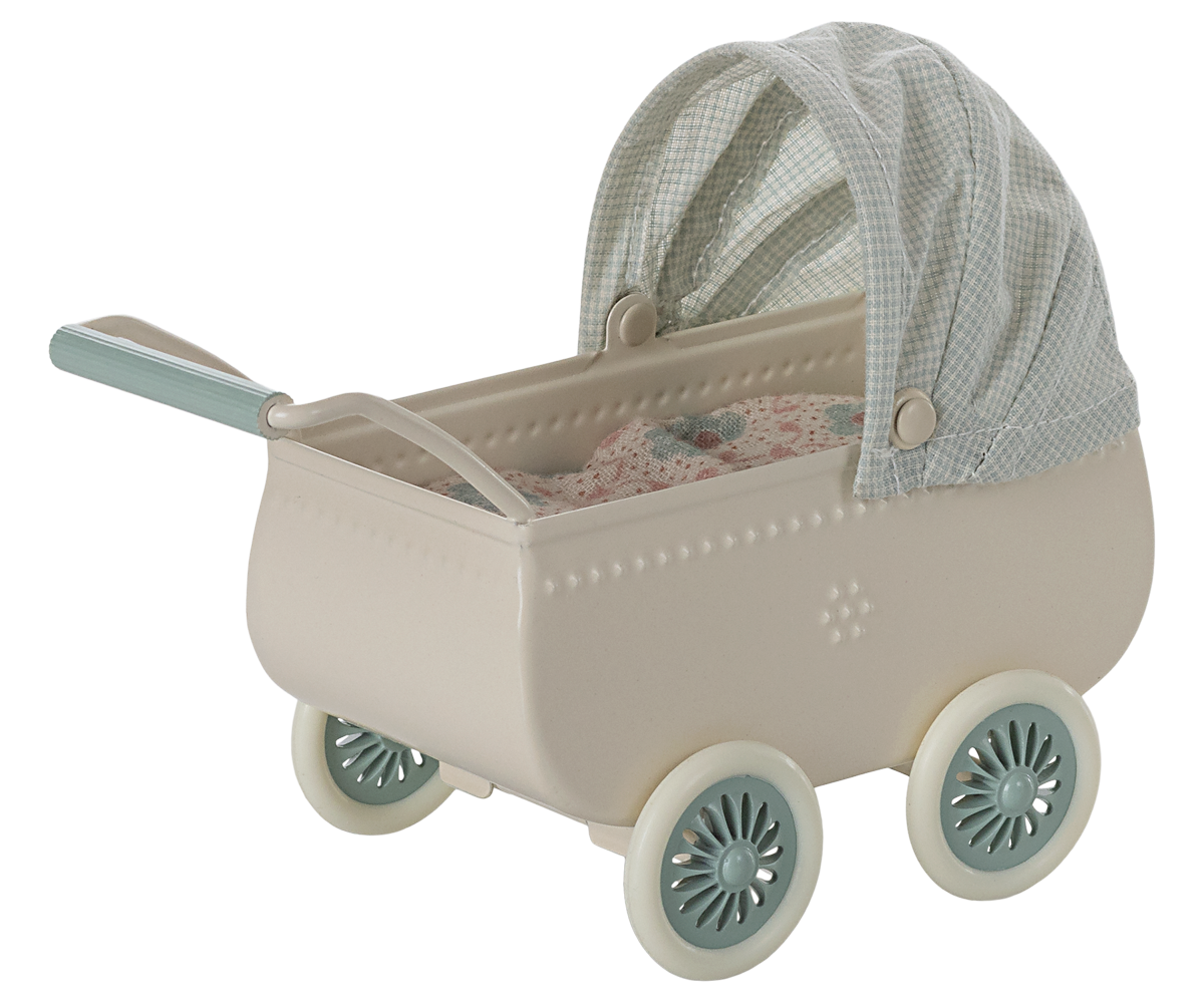 Maileg Pram with Baby Mouse - Mint