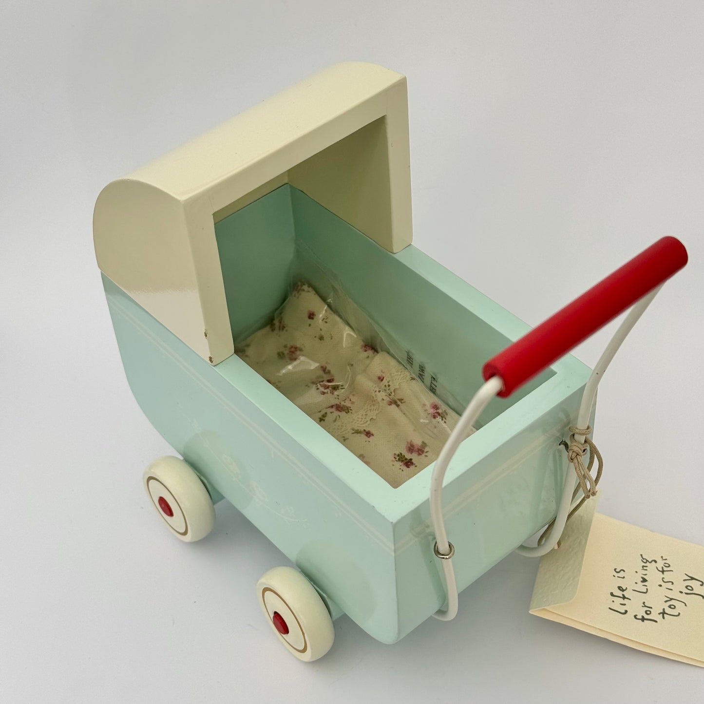 Maileg Pram, Light Blue, for Micro (CHIPPED WOOD)