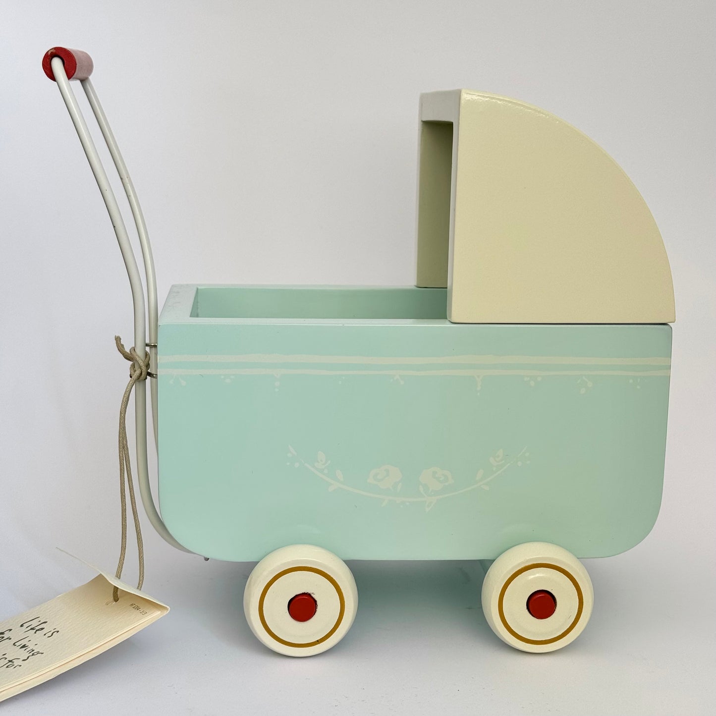 Maileg Pram, Light Blue, for Micro (CHIPPED WOOD)