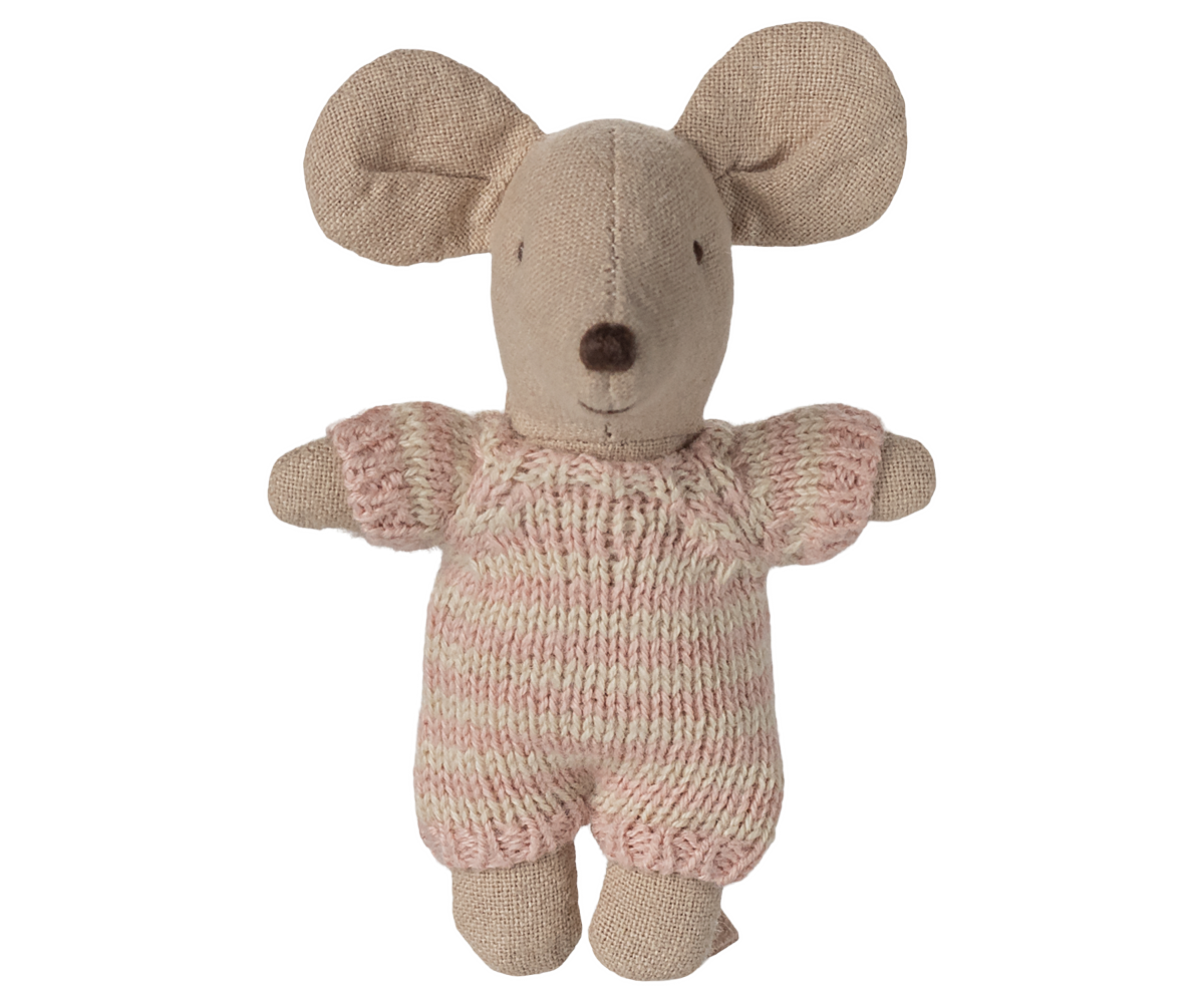 Maileg Baby Mouse in Carry Cot - Rose