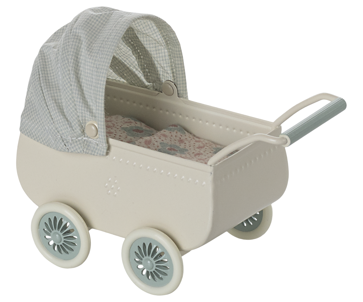 Maileg Pram with Baby Mouse - Mint
