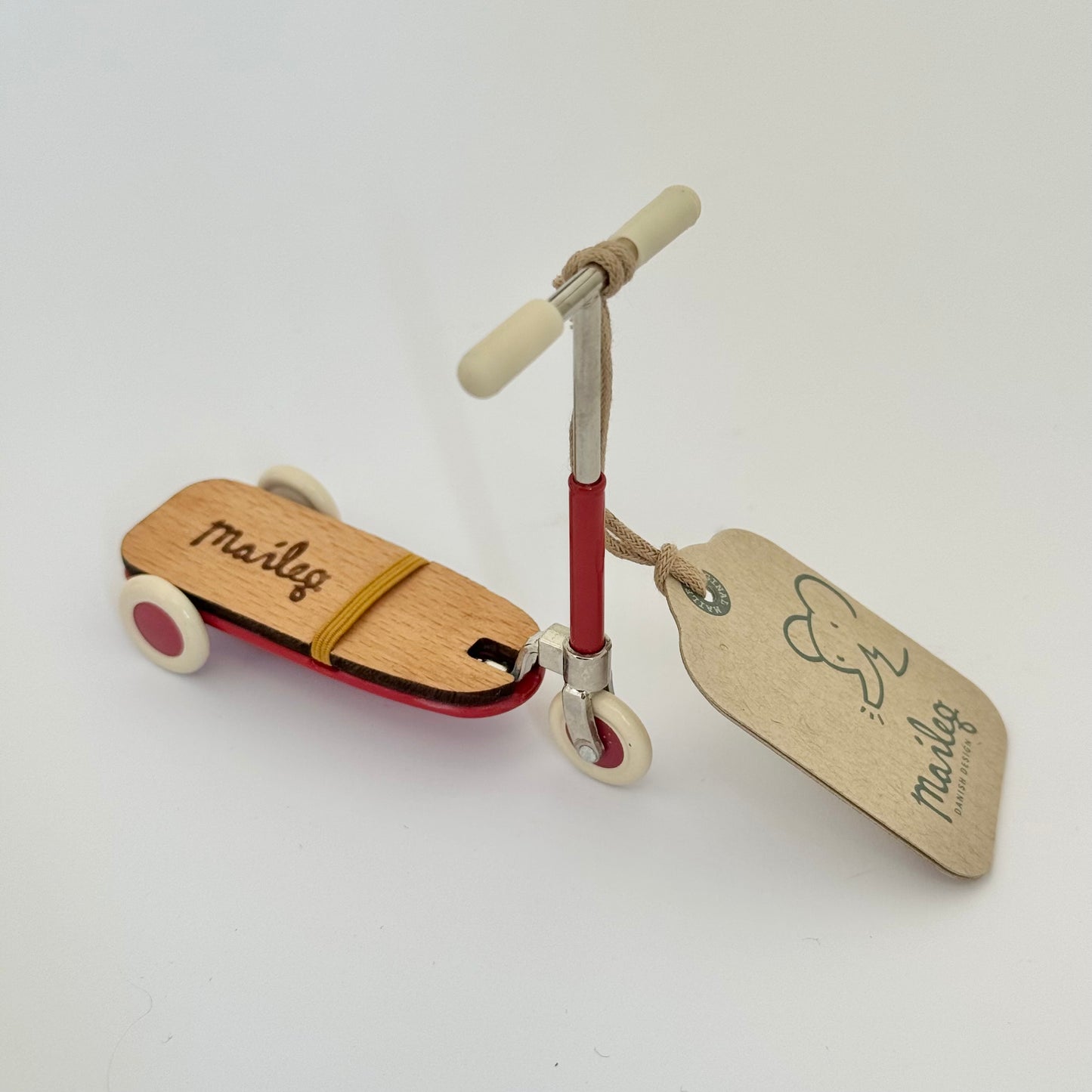 Maileg Kick Board, Mouse - Red (CHIPPED PAINT)