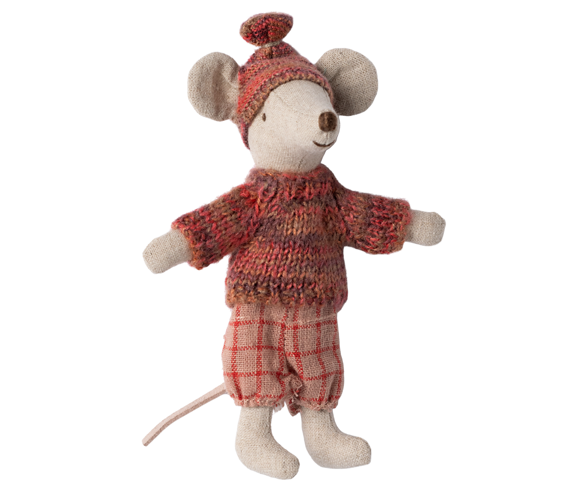Maileg Winter Mouse with Ski Set, Big Sister - Rose