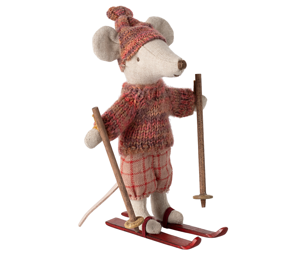 Maileg Winter Mouse with Ski Set, Big Sister - Rose