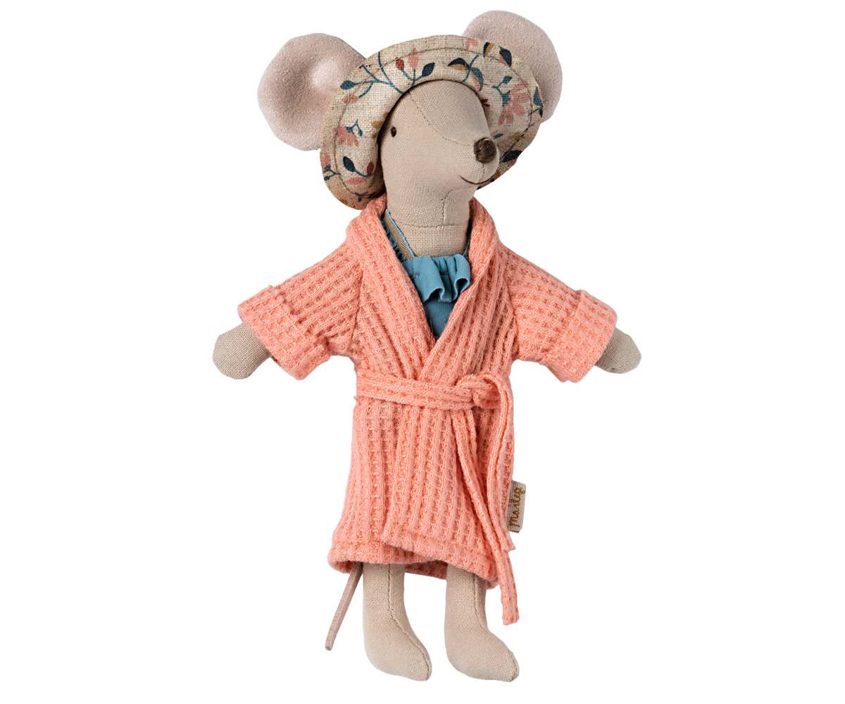 Maileg Bathrobe for Mum Mouse - Coral