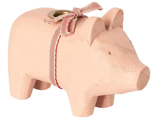 Maileg Small Wooden Pig - Powder