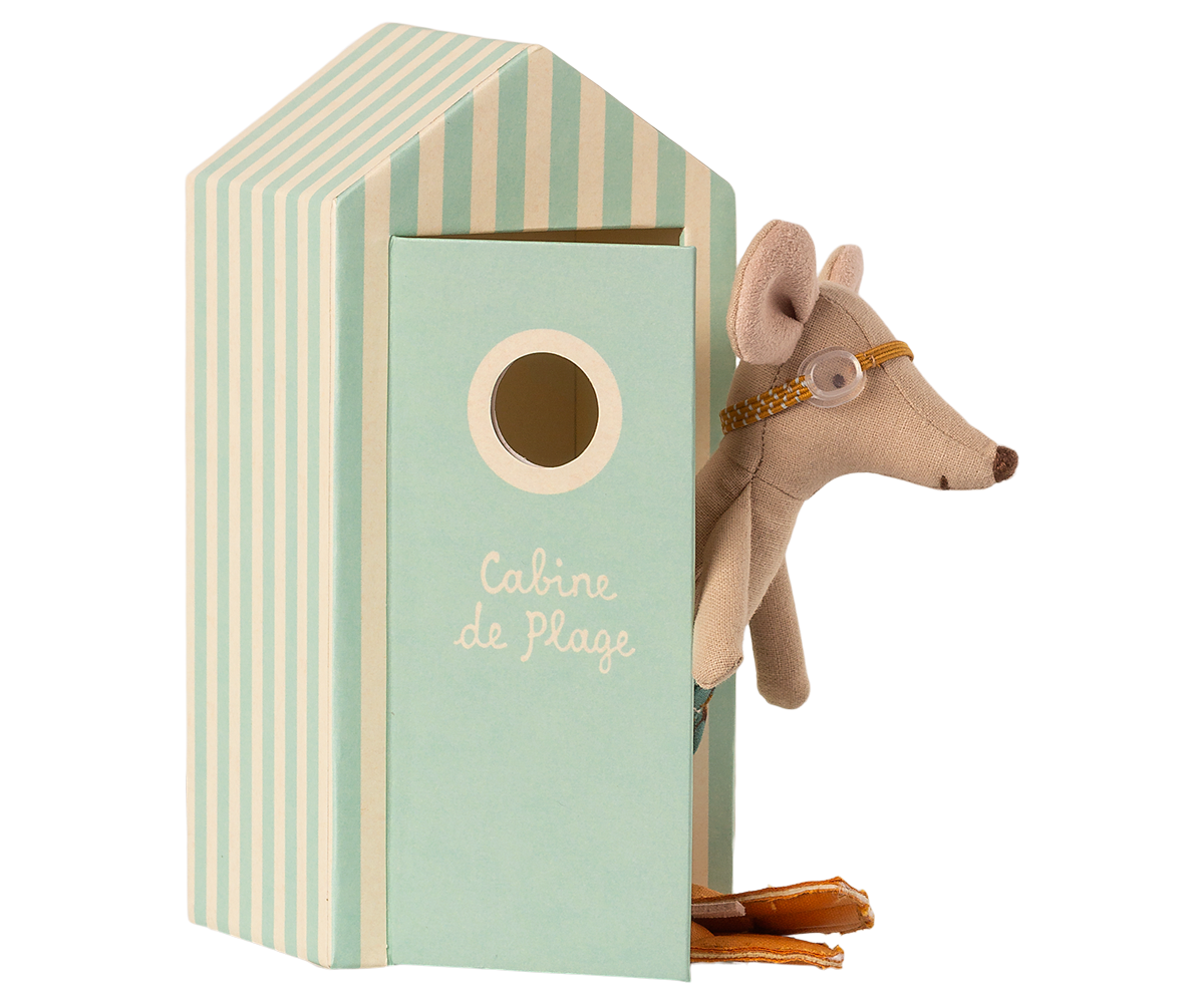 Maileg Beach Mouse - Big Brother in Cabine de Plage
