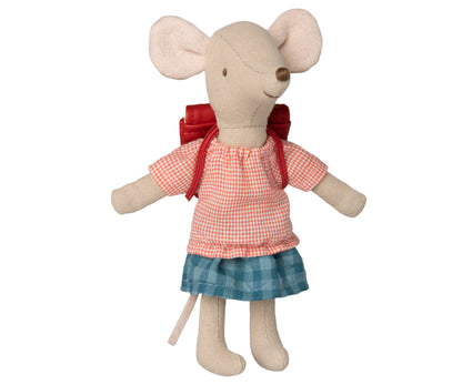Maileg Tricycle Mouse, Big Sister with Bag - Red