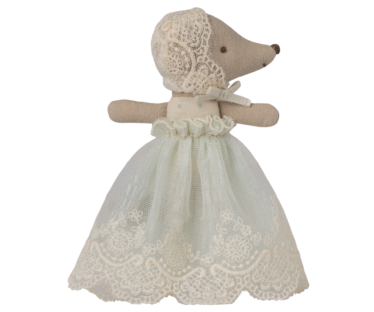Maileg Baby Mouse in Gown - Mint