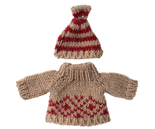 Maileg Knitted Sweater and Hat for Mum Mouse