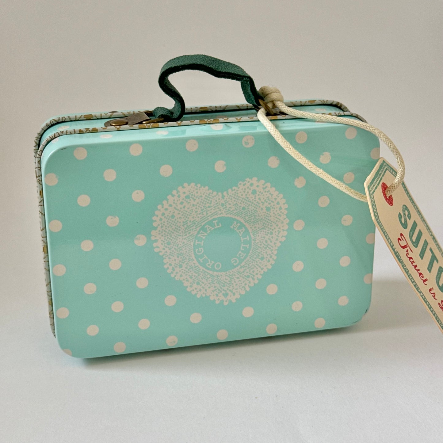 Maileg Metal Suitcase, Green Dots