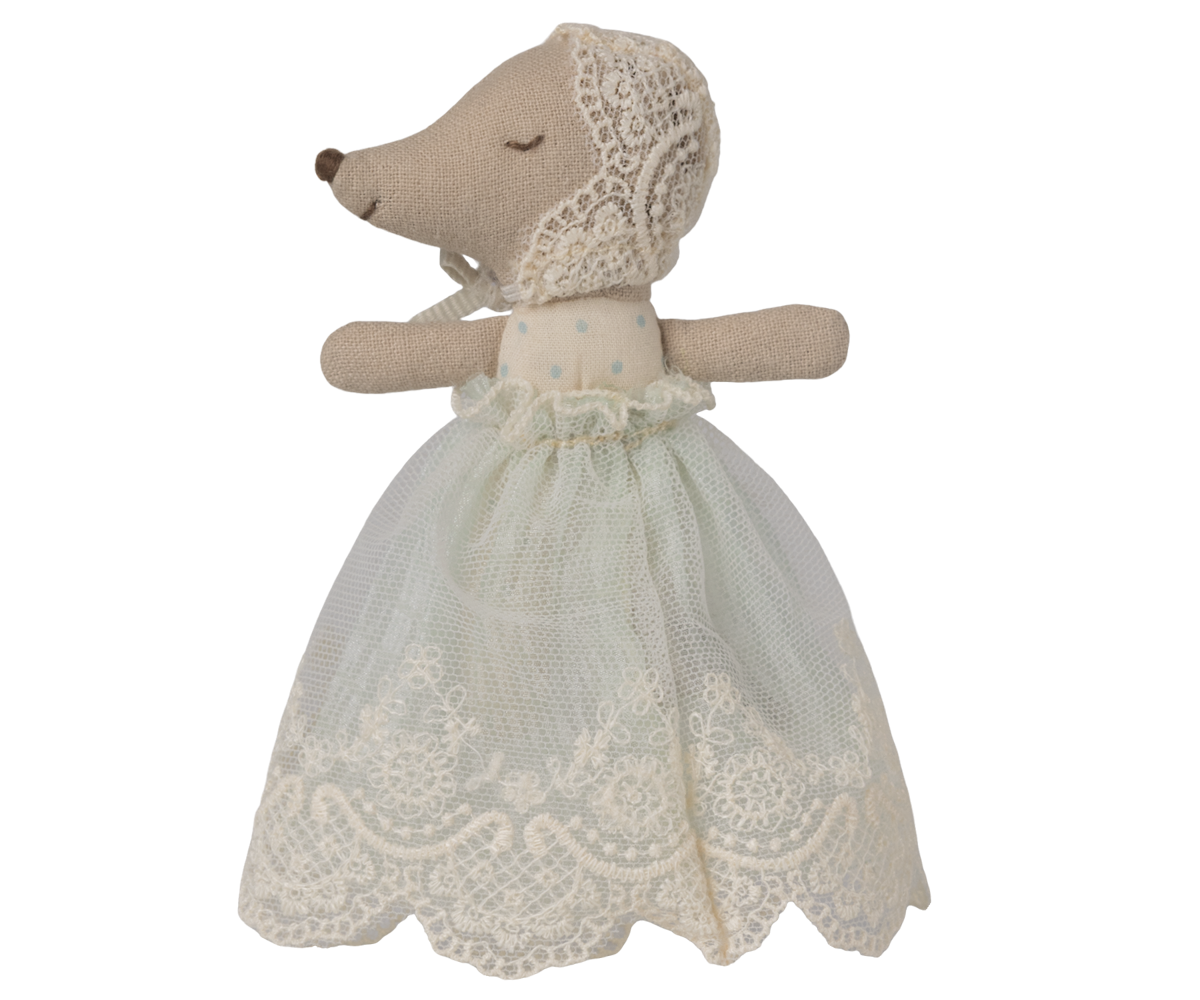Maileg Baby Mouse in Gown - Mint