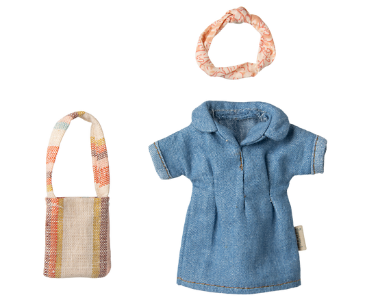 Maileg Denim Dress and Bag for Mum Mouse