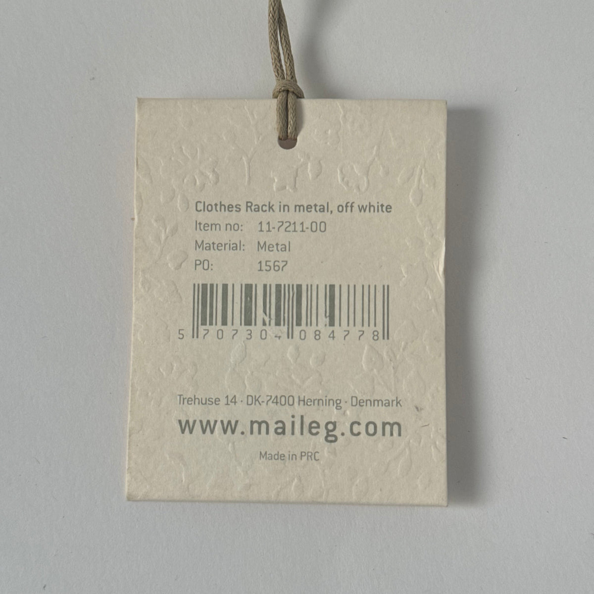 Maileg Clothes Rack in Metal - Off White (SMALL PAINT CHIP)