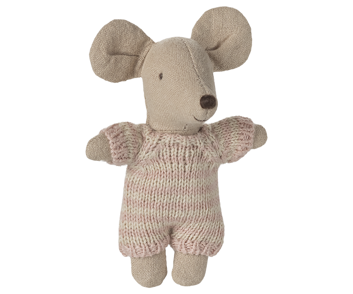 Maileg Baby Mouse in Carry Cot - Rose