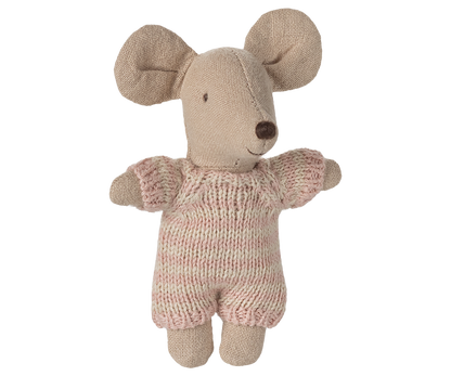 Maileg Baby Mouse in Carry Cot - Rose