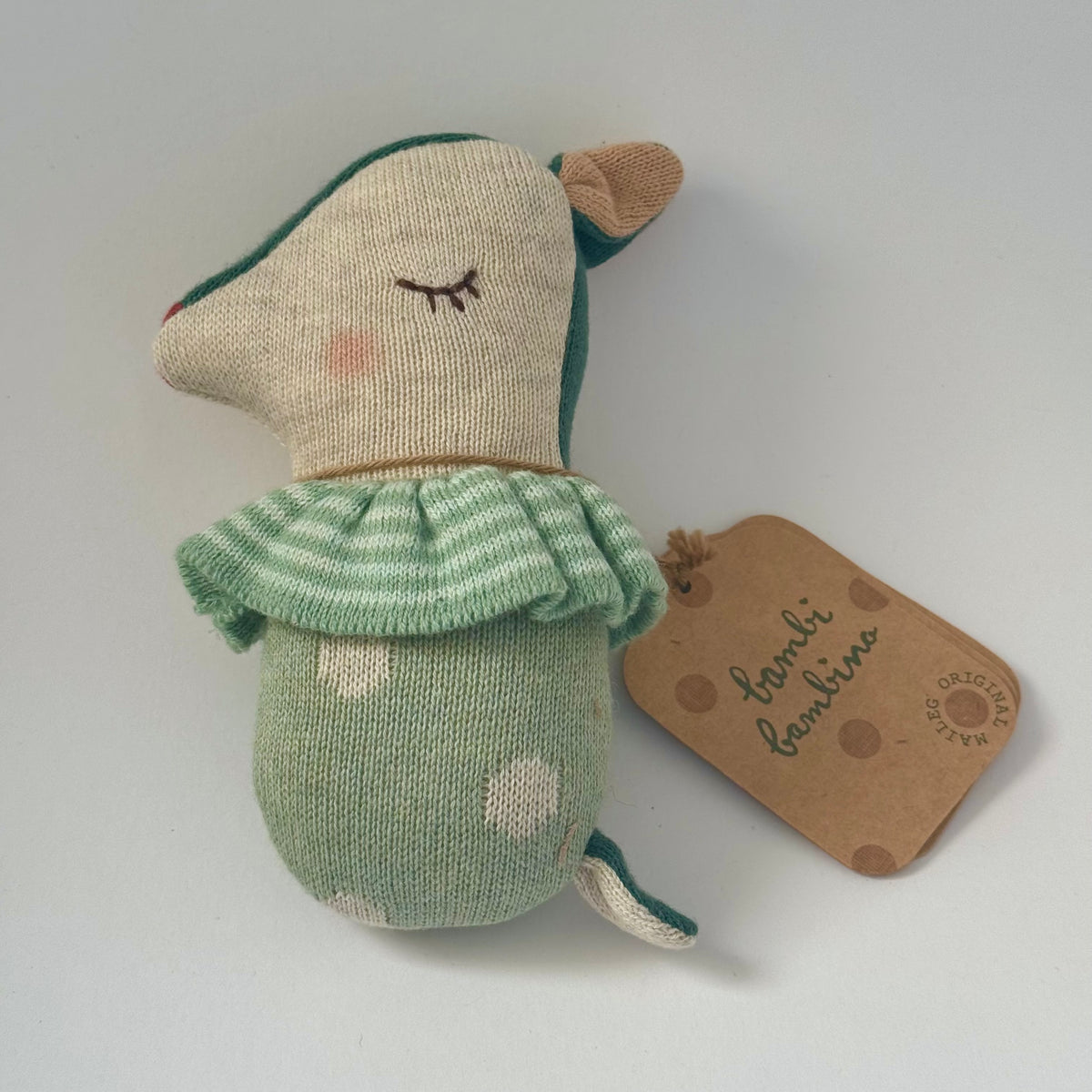 Maileg Bambi Rattle - Mint (MOUTH THREAD LOOSE)