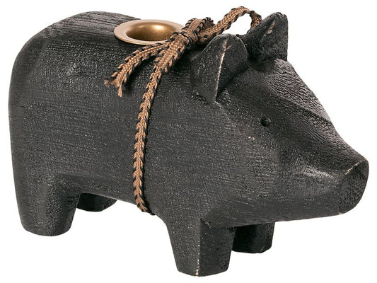 Maileg Small Wooden Pig - Black