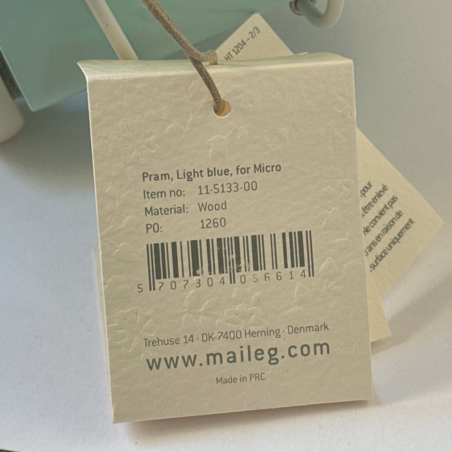 Maileg Pram, Light Blue, for Micro