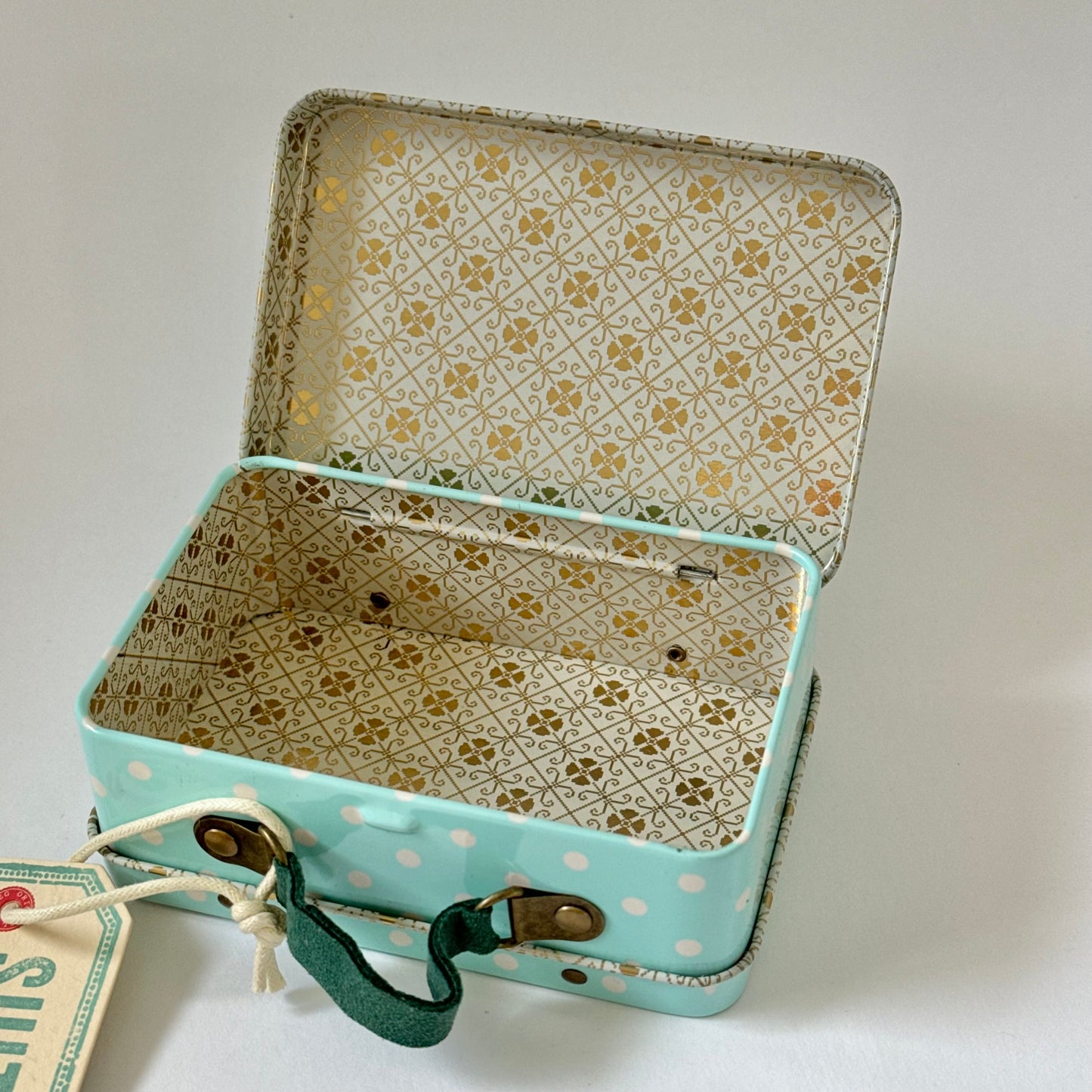 Maileg Metal Suitcase, Green Dots